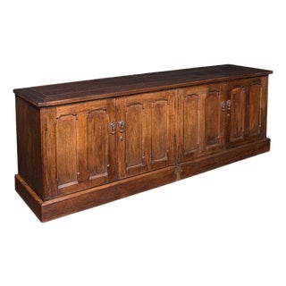 Large Antique Dresser Base, English, Oak, Gothic Revival, Window Seat, Victorian For Sale