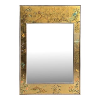 LaBarge Elgomise Chinnoiserie Reverse Gold Painted Mirror, 1986 For Sale