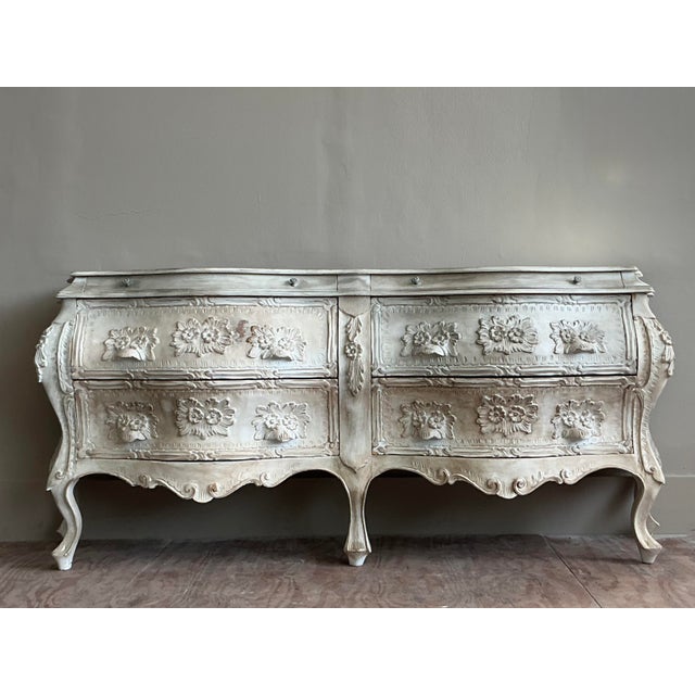 Late 20th Century Vintage Regency Washed Bombe Double Dresser For Sale - Image 5 of 8