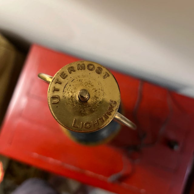 Dark Green Uttermost Ceramic Table Lamp With Fabric Shade For Sale - Image 8 of 11