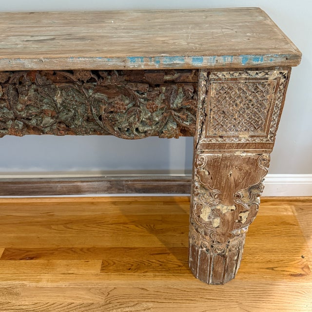 Wood Vintage Carved Console For Sale - Image 7 of 11