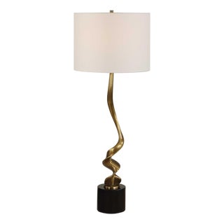 Spiraling Cordless Brass Buffet Lamp For Sale