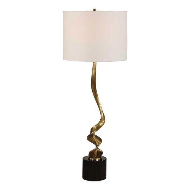 Spiraling Cordless Brass Buffet Lamp For Sale