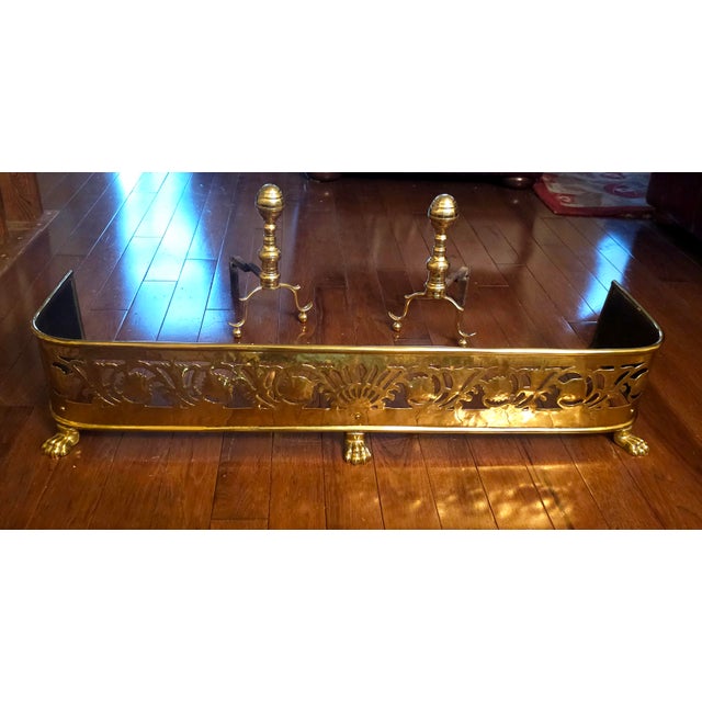 Brass Pair Mid-20th Century Federal Style Canon Ball Brass Fireplace Low Andirons For Sale - Image 8 of 10