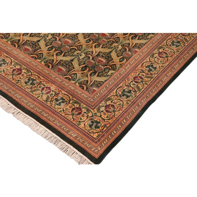 Shabby Chic Art Nouveau Hamjolie Pak-Persian Green/Gold Wool Rug - 10'1'' X 14'0'' For Sale - Image 3 of 8