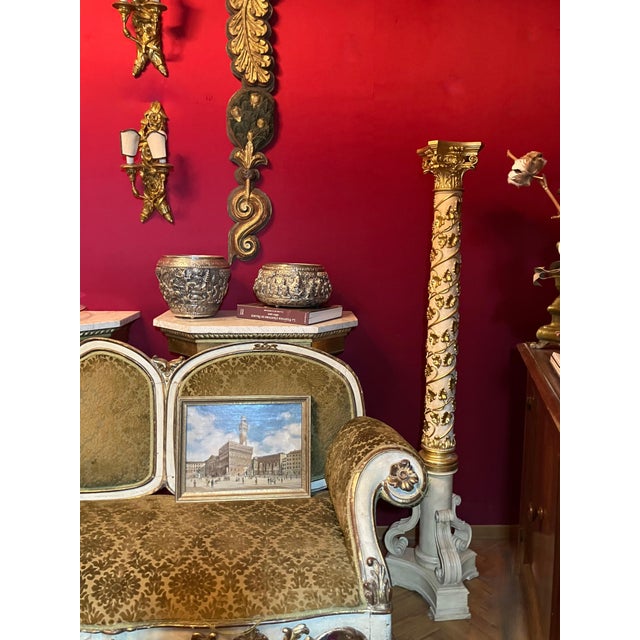 A highly decorative Italian pedestal column, created in Florence during the “Florence Capital” years of the Kingdom of...