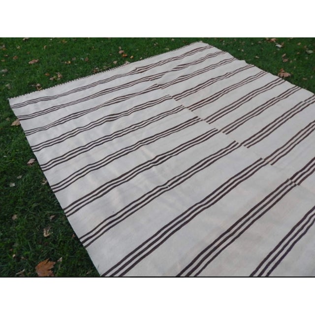 Vintage Striped Turkish Hemp Kilim Rug 9′2″ × 12′6″ For Sale - Image 10 of 13