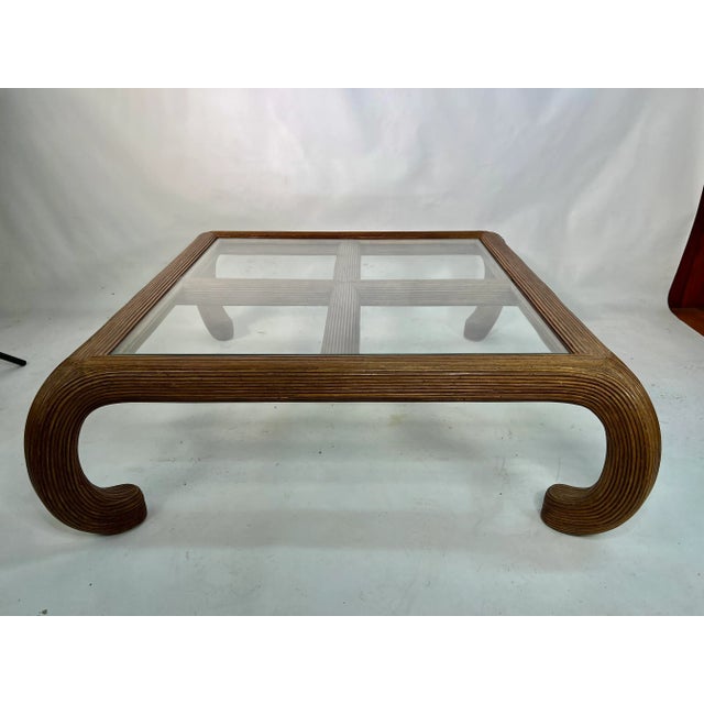 Mid-Century Modern Vintage Split Reed Rattan Chow Leg Coffee Table For Sale - Image 3 of 12