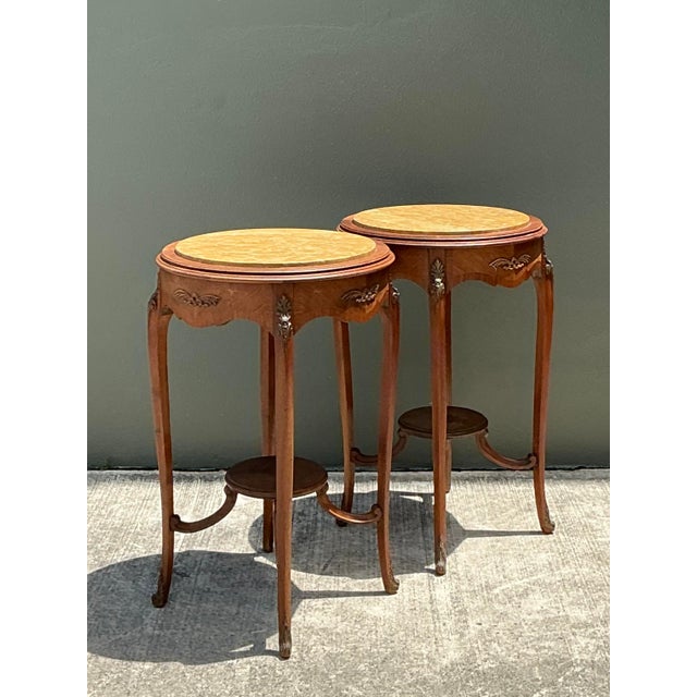 Vintage Louis XV Stone Top Side Tables - A Pair For Sale In West Palm - Image 6 of 12