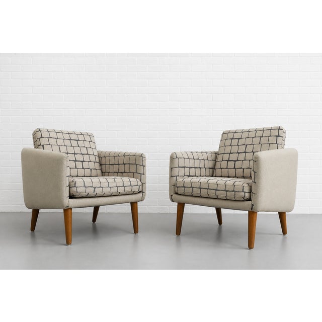 Pair - Danish Mid Century Modern Teak + Wool Armchairs, C. 1960’s For Sale - Image 10 of 14