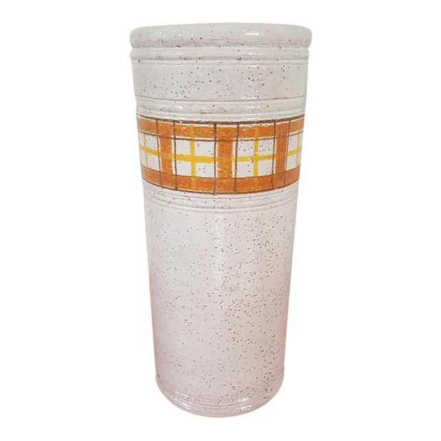 Tall Bitossi Vase With Orange Yellow Black Accents For Sale