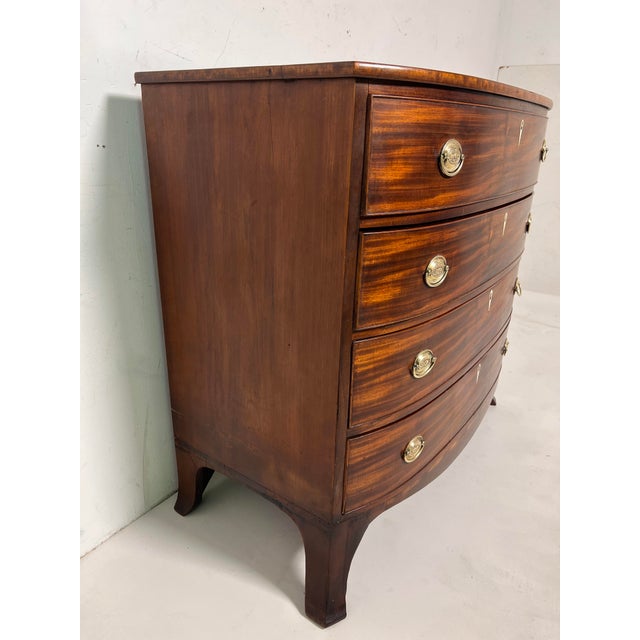 Brown C. 1820 Antique Federal Era Bow Front Chest of Drawers For Sale - Image 8 of 11