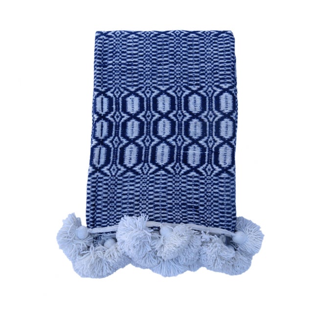 Boho Chic Indigo and White Woven Pillow Chairish