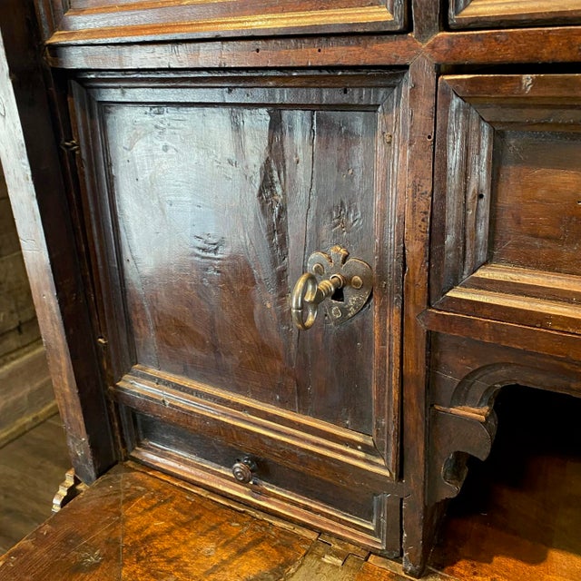18th C Spanish Baroque Walnut Bargueno or Fall Front Writing Desk For Sale - Image 17 of 18