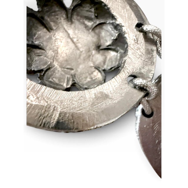 Silver Vintage French Floral Medallion Bracelet, Attributed to Chanel, Acquired in Paris For Sale - Image 8 of 13