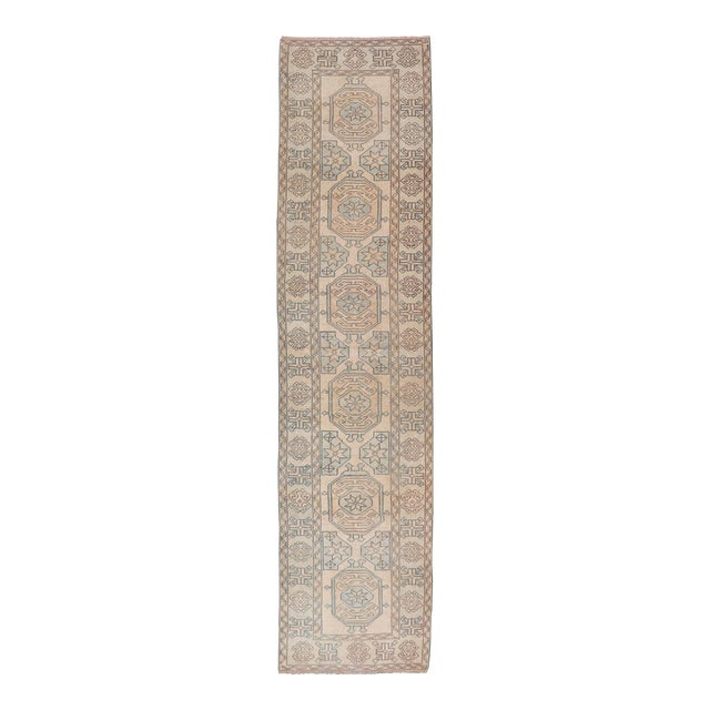 Vintage Turkish Oushak Runner With Pastel Colors 2'6 X 11'2 For Sale