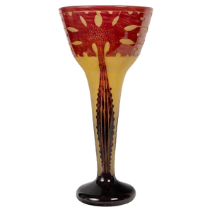 Art Nouveau Amarantes Vase in Acid-Etched Glass attributed to Charles Schneider, 1900s