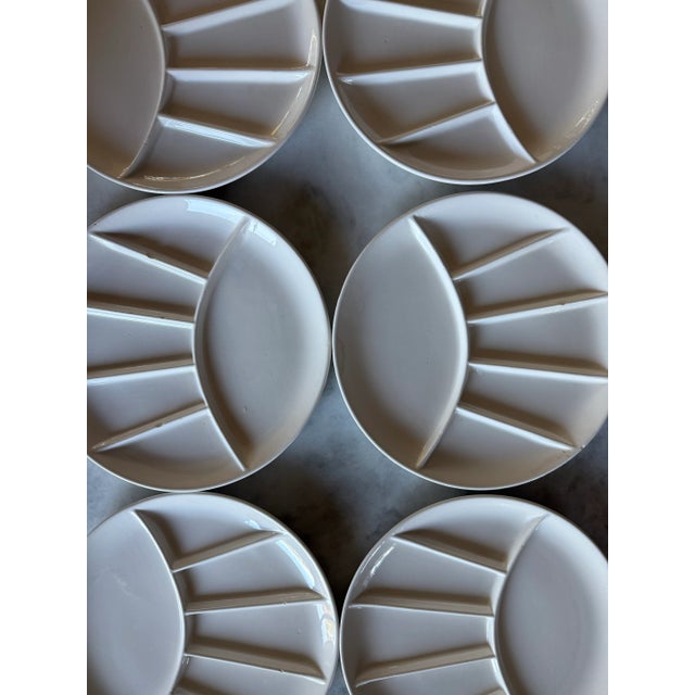 Mid 20th Century Vintage Divided Ceramic Fondu Plates - Set of 6 For Sale - Image 5 of 9