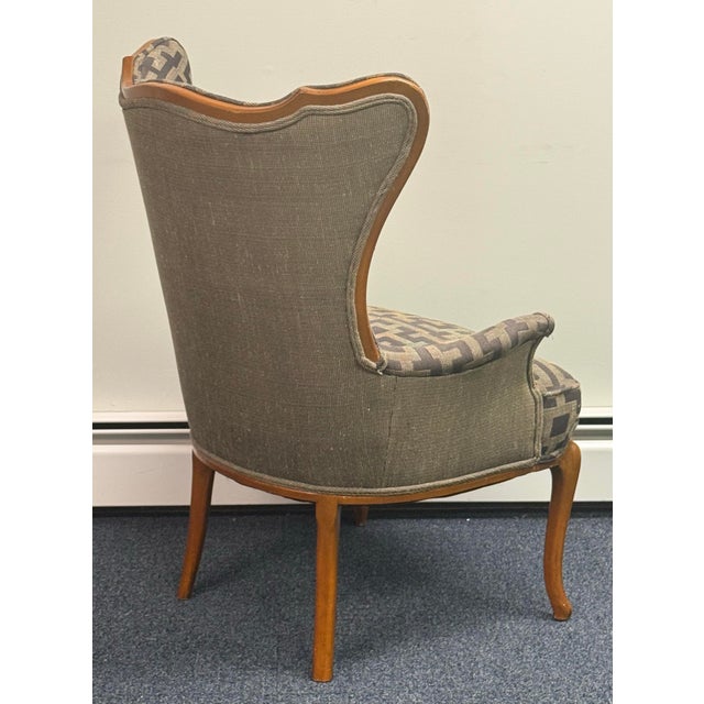 1990s Late 20th Century Upholstered Wingback French Chair For Sale - Image 5 of 10