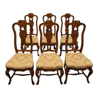 Set of 6 Hibriten Furniture Italian Neoclassical Tuscan Style Splat Back Dining Side Chairs 637-555 For Sale