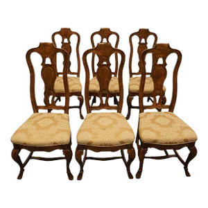 Set of 6 Hibriten Furniture Italian Neoclassical Tuscan Style Splat Back Dining Side Chairs 637-555