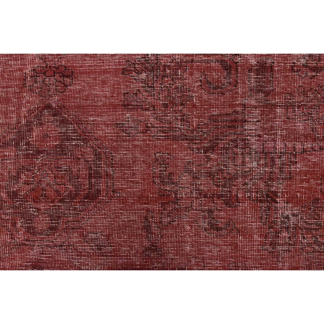 Pink Tabriz Runner 2’5” X 12’3” Pink Wool Vintage Overdyed Hand-Knotted Rug For Sale - Image 8 of 13