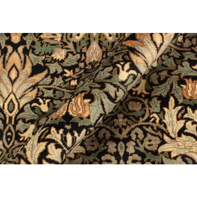 Boho Chic 1990's Pak-Persian Black/Green Wool Rug - 4'0'' X 5'11'' For Sale In New York - Image 6 of 9