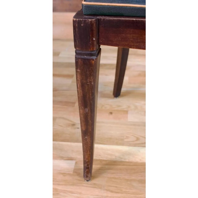 Wood Art Deco Wooden Armchairs in Green Imitation Leather, 1950, Set of 4 For Sale - Image 7 of 9