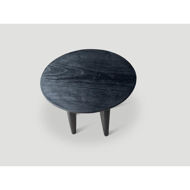 Wood Andrianna Shamaris Minimalist Charred Round Side Table For Sale - Image 7 of 18
