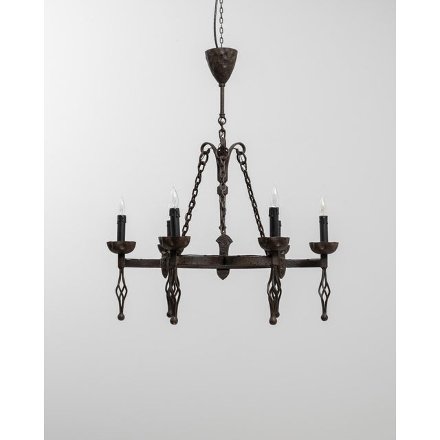 Brown 20th Century French Gothic Revival Wrought Iron Chandelier For Sale - Image 8 of 18