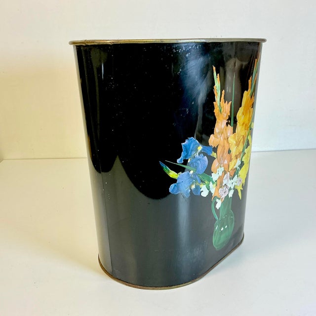 Mid-Century Boho Chic Metal Wastebasket. For Sale - Image 13 of 14