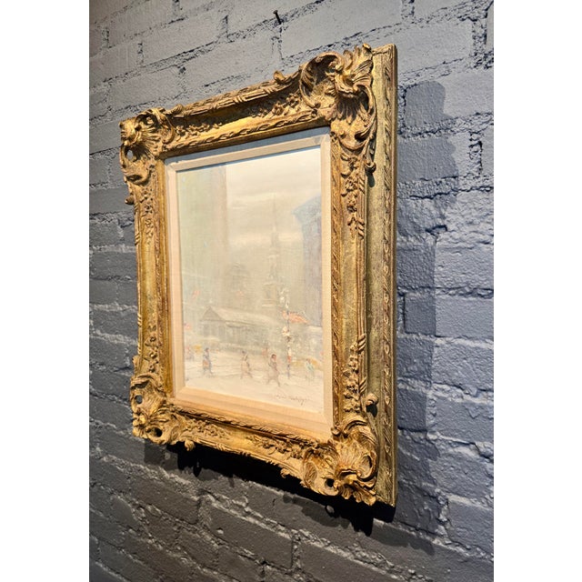 Johann Berthelsen -St. Paul in the Snow -New York City-1930s Oil Painting For Sale - Image 9 of 11