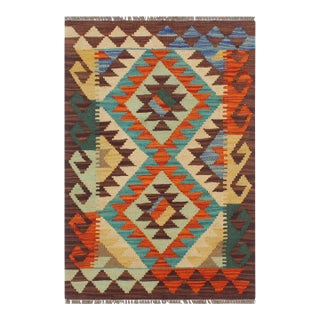 1990s Kilim Teesha Rust Brown Wool Rug - 1'11" X 3'0" For Sale