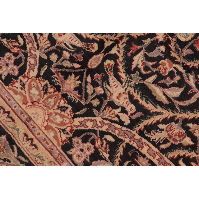 Art Nouveau Floral 1990's Pak-Persian Black/Green Wool Rug - 6'2'' X 9'0'' For Sale In New York - Image 6 of 9