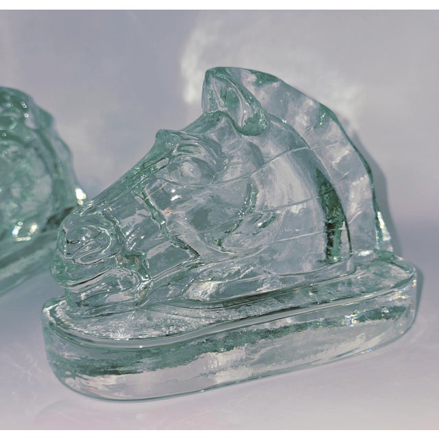 Corning Inc. Mid 20th Century Pittsburgh Corning Mid-Century Modern Glass Bookends- Set of 2 For Sale - Image 4 of 12