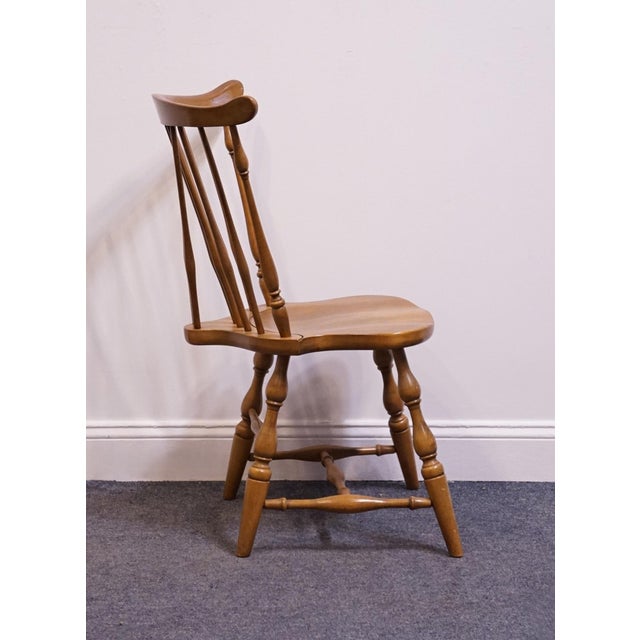 Late 20th Century Pennsylvania House Solid Hard Rock Maple Colonial Early American Fiddleback Duxbury Windsor Dining Side Chair For Sale - Image 5 of 12