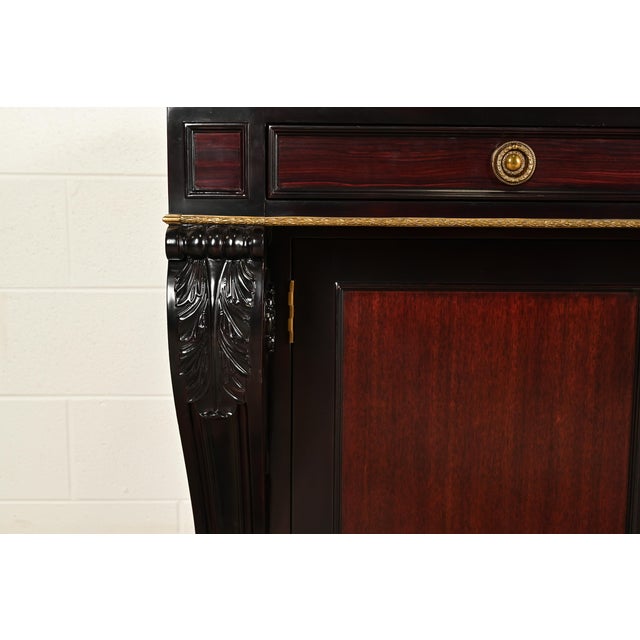 Ralph Lauren French Empire Carved Mahogany Marble Top Sideboard or Bar Cabinet For Sale - Image 12 of 15