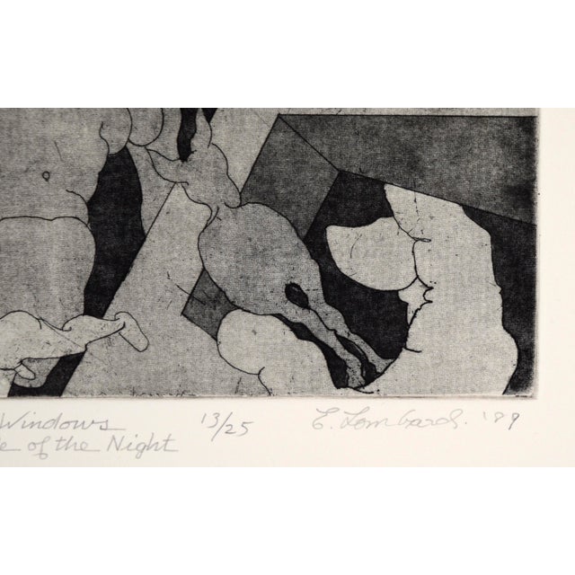 Printmaking Materials "My Bedroom Windows in the Middle of the Night" Etching in Ink on Paper, #13/25 by Ernesto Lombardi For Sale - Image 7 of 7