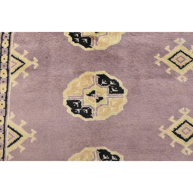 Bokhara Rug 6'2'' X 9'7'' Purple Wool Tribal Hand-Knotted Oriental Carpet For Sale - Image 10 of 14