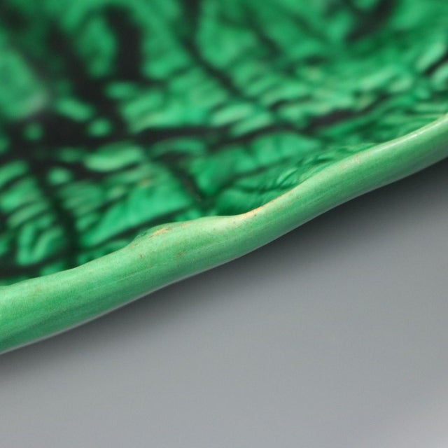 Large George Jones Majolica Banana Leaf Platter For Sale - Image 11 of 12