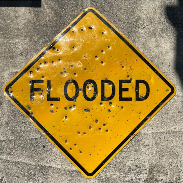 Metal Vintage Bullet Flooded Sign For Sale - Image 7 of 12