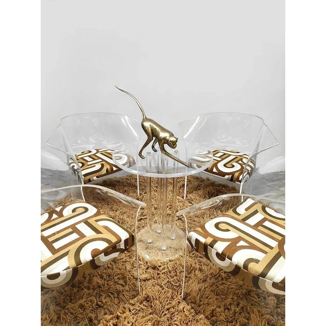 Vintage Acrylic Glass Dining Table & Armchairs in the style of Vladimir Kagan, Set of 5 For Sale - Image 4 of 9