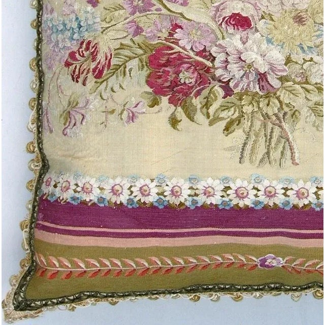 French Antique 19th Century French Tapestry Pillow 24'' X 26'' For Sale - Image 3 of 9