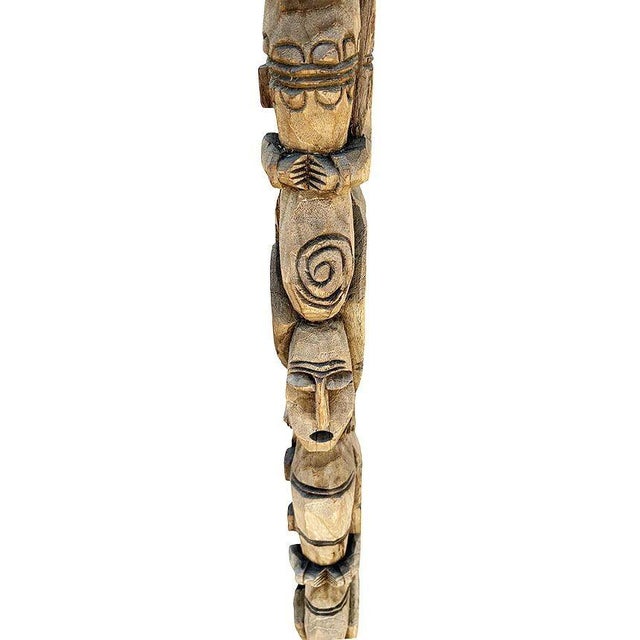 Wood Mid 20th Century Hand-Carved Polynesian Totem Post Sculpture With Ancestor Female Figures For Sale - Image 7 of 8