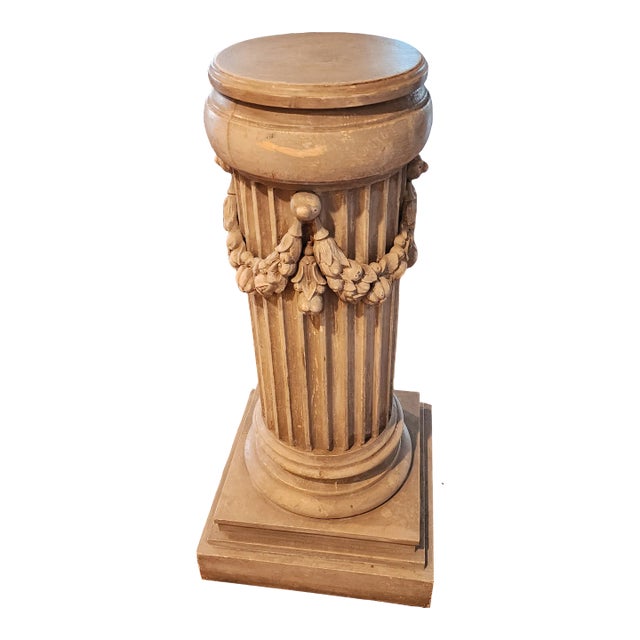 French Style Painted Wood Pedestal For Sale