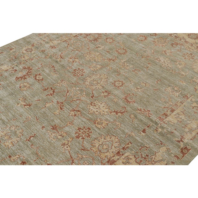 Rug & Kilim 2010s Rug & Kilim’s Oushak Style Rug in Green With Gold and Rust Floral Patterns For Sale - Image 4 of 8