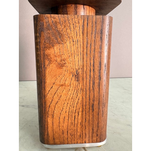 1960s 1960s Mid Century Modern Carved Wood Block Table Lamp For Sale - Image 5 of 11