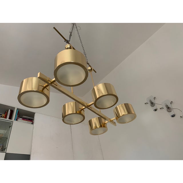 Italian Sputnik Chandelier Metal Gold Stilnovo Lelli Style For Sale - Image 9 of 12