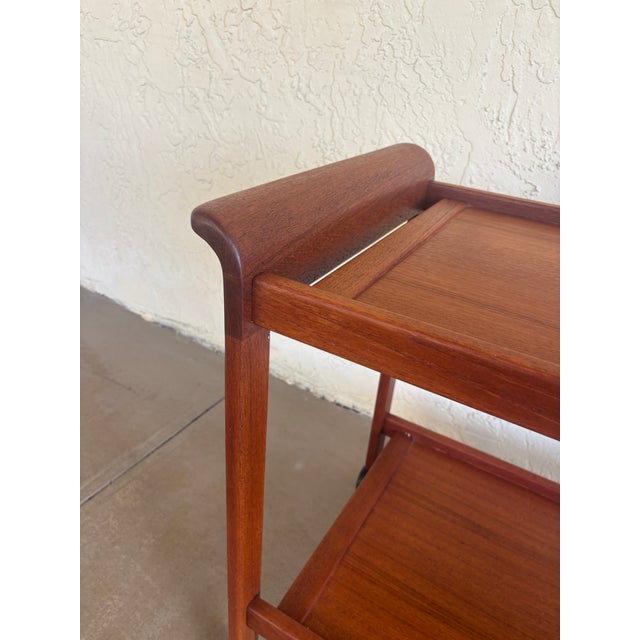 Wood Vintage 1970s Danish Modern Teak Bar Cart For Sale - Image 7 of 10