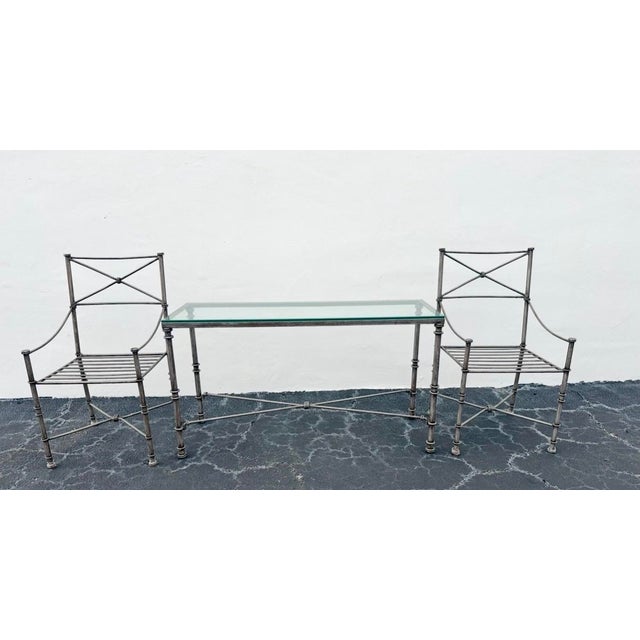 Late 20th Century 1970s Giacometti Style Wrought Iron Console Table For Sale - Image 5 of 9